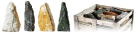 Mini-Monolitok  különböző szín, természetes kő, érdes, vágott aljzattal H25-40 cm. 15-20kg/db