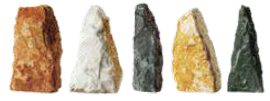 Mini-Monolitok  különböző szín, természetes kő, érdes, vágott aljzattal H40-60 cm.  25-35kg/db